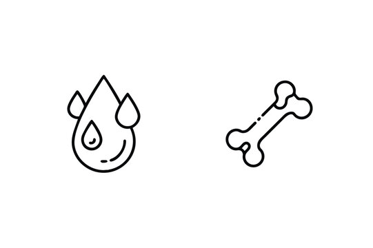 Water drops and bone icon liquid skeleton