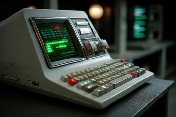 Old style computer terminal displays green text with binary code, showcasing a retro computing era that many remember fondly