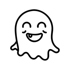 Cute ghost with a toothy grin isolated on white background illustration