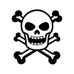 Skull and crossbones symbol isolated on white background for warning sign