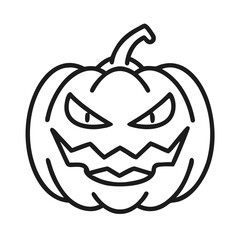 Halloween pumpkin jackolantern with scary face isolated on white background