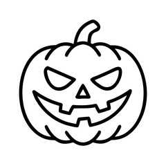 Halloween pumpkin jackolantern with spooky face isolated on white background
