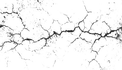 old wall background crack vector, grunge texture. Vector the cracks concrete texture white and black. dust overlay Cracked barren desert earth on transparent background