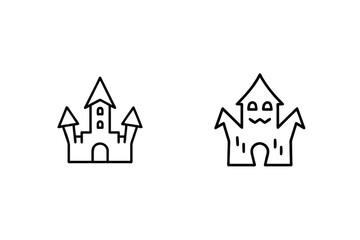 Haunted castle ghost house icons haunted house spooky