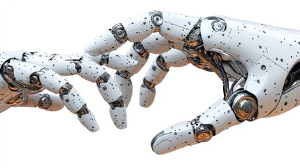 Robotic hands touching technology connection