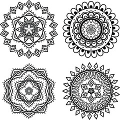 Victorian ornamental set with floral and vintage decorative elements like frames, borders, and swirls in black vector art