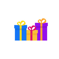 Gift box icon in trendy flat style. Holiday decoration presents. Festive gift surprise. Vector illustration.