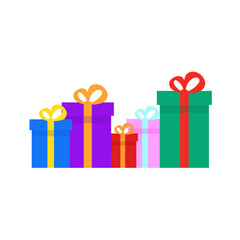 Gift box icon in trendy flat style. Holiday decoration presents. Festive gift surprise. Vector illustration.