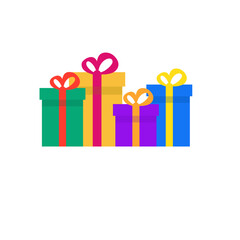 Gift box icon in trendy flat style. Holiday decoration presents. Festive gift surprise. Vector illustration.