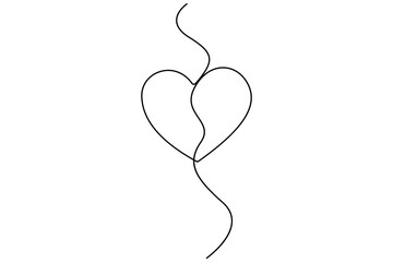 A heart line icon symbolizing love in outline style drawn in continuous single line vector illustrator
