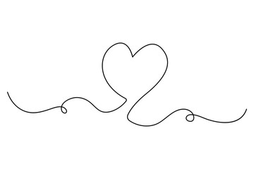 A heart line icon symbolizing love in outline style drawn in continuous single line vector illustrator
