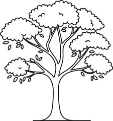 Obraz premium A stylized, clean line art icon of a tree with lush foliage, symbolizing nature, environment, growth, ecology, and natural landscapes