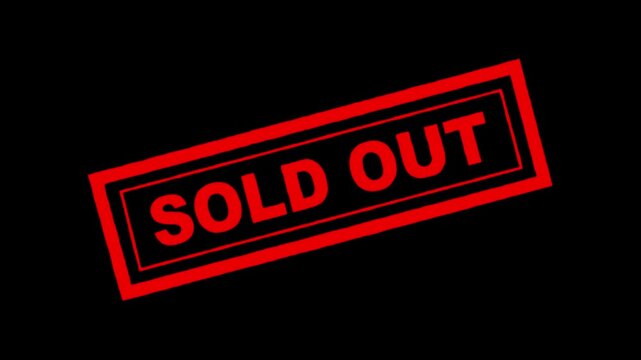 sold out stamp animation with black background . Rubber stamp stamped sold out text. alpha channel. red stamp sold out business imprint animation black background stamp video. sold out. Motion design.