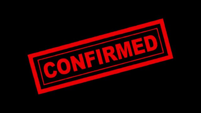 Confirmed stamp animation with black background . red stamp confirmed imprint animation black background stamp video. confirmed. Motion design.