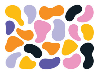 Organic Abstract Blob Shapes Seamless Vector Pattern – Colorful Modern Fluid Background Design
