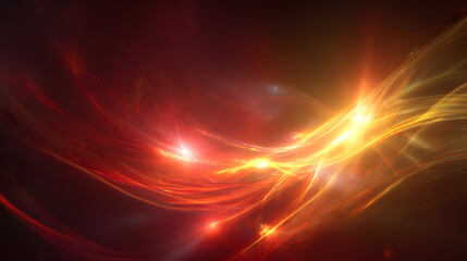 Abstract glowing energy background with swirling red and gold mist in a dynamic light flare