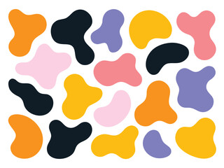 Organic Abstract Blob Shapes Seamless Vector Pattern – Colorful Modern Fluid Background Design
