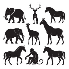 horse silhouettes vector