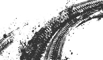 Tire tread patterns, wheel tracks, skidding, braking. Tire tracks - car racing, drag racing, rally, Tire track textured grunge banner. Off road vector illustration isolated on a white backgroud © Vector point