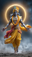 Lord krishna with blue skin standing