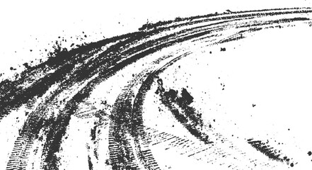 Abstract Grunge Tire Skid Mark Vector design dust overlay black tire isolated on transparent background