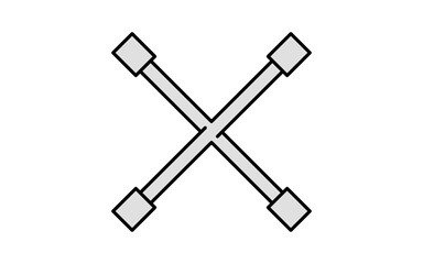 Simple and cute line icon of cross wrench for tire change and car maintenance illustration