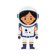 Cartoon Female Astronaut with a Visible Face in the Helmet - AI Gener