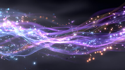 Colorful glowing abstract background with neon light trails and futuristic energy particles