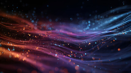 Colorful glowing abstract background with neon light trails and futuristic energy particles