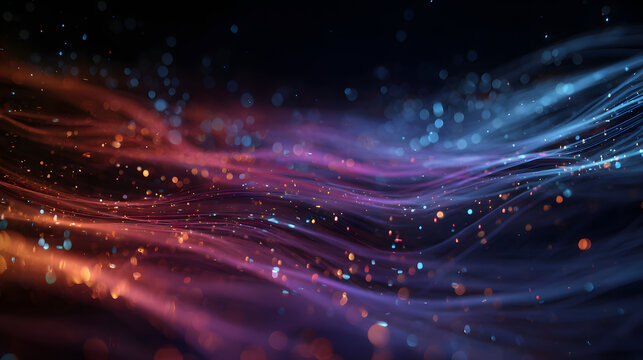 Colorful glowing abstract background with neon light trails and futuristic energy particles