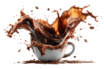 Coffee splash in a white cup