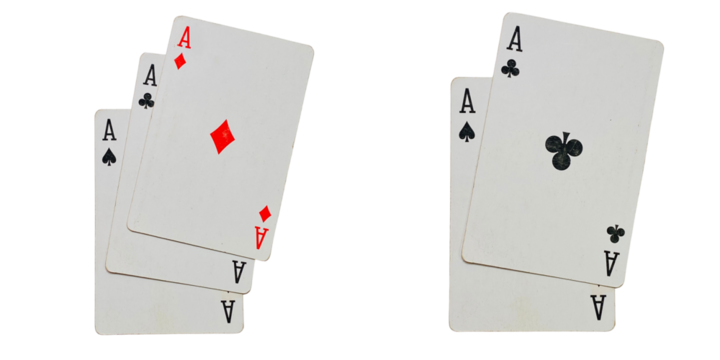Set of ace playing cards in multiple arrangements, isolated on a transparent background. - Powered by Adobe