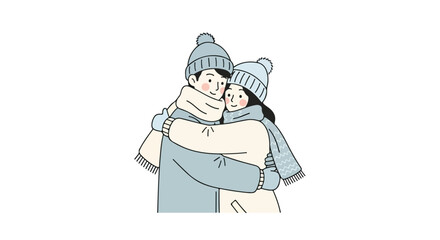 Cozy Winter Embrace: A Couple's Warmth