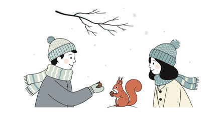 Winter Wildlife Encounter: Giving a Treat to a Squirrel