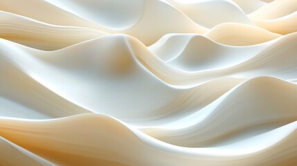 Obraz premium Abstract creamy waves, flowing, soft, light beige and white colors, smooth texture.