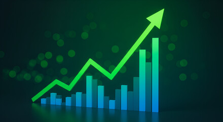 Chart showing upward trend in green and blue