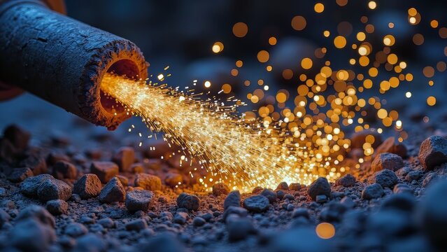 Pipeline welding spark landscape
