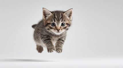 Cute Kitten Leaping, Tabby, Adorable Pet, Animal Photo