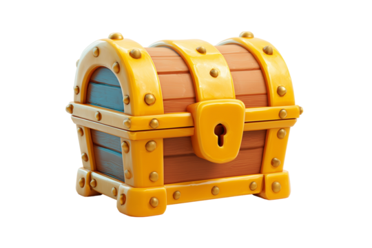 treasure chest icon. 3d game cartoon plastic style minimal isolated on transparent background, Clipart png