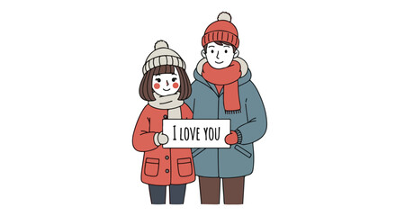 Winter Love: Couple Holding 