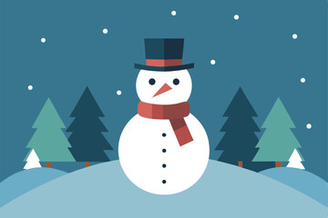 Fototapeta premium whimsical drawing of a snowman wearing a scarf an.eps