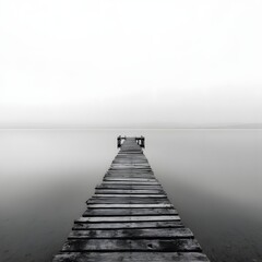 Tranquil Lake Scene with Pier and Calm Waters at Shutter Speed