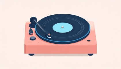 Fototapeta premium Record Player with a Pastel Background
