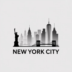 Naklejka premium New York Skyline Silhouette - Iconic American City Vector Illustration in Black and White