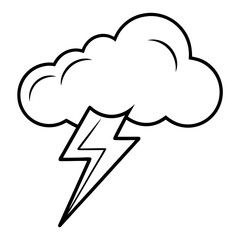 Minimal Lightning Cloud Icon Vector