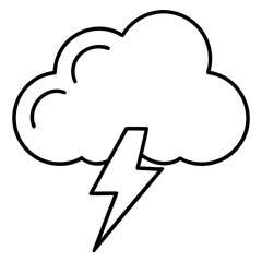 Minimal Lightning Cloud Icon Vector