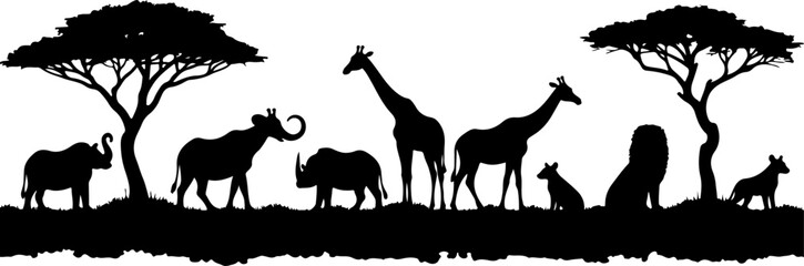 Obraz premium African Wildlife Silhouette in Savannah Landscape