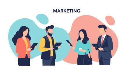 Diverse team using digital devices for marketing strategy. Ideal for business presentations, websites, and marketing materials.