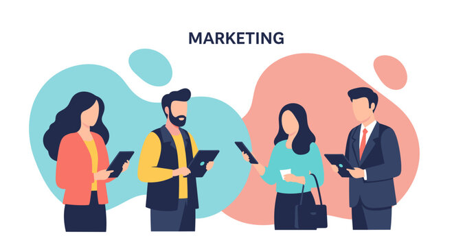 Diverse team using digital devices for marketing strategy. Ideal for business presentations, websites, and marketing materials.