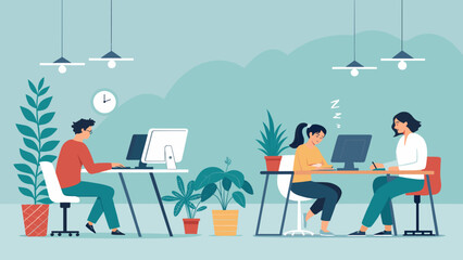 Modern Office Workers: Illustration for Website or Brochure